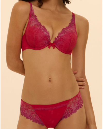 Soutien-gorge push-up décolleté plongeant Simone Pérèle Wish (Rouge Rainbow)