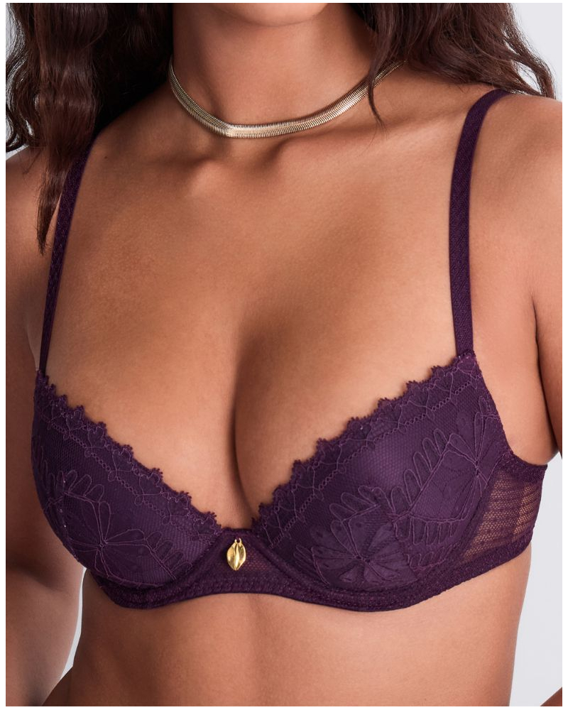 Padded plunge bra Aubade Mystery Of Love (Plum)