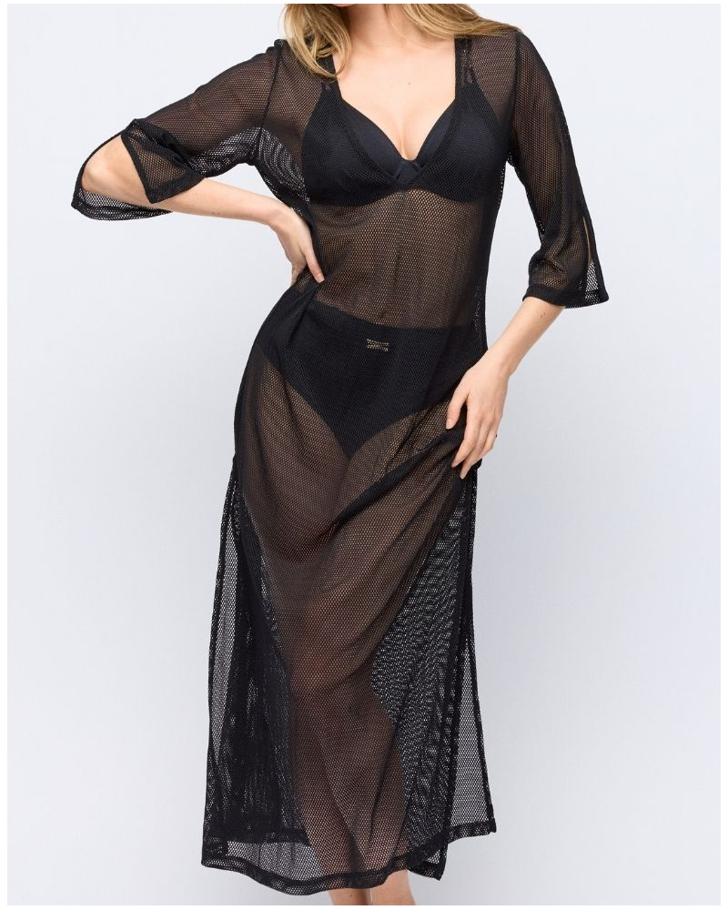 Kaftan de plage Marie Jo Bain Hello sunset (Noir)