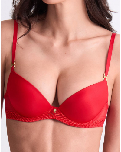 Padded Plunge Bra Aubade Sheer Emotion (Diva Red)