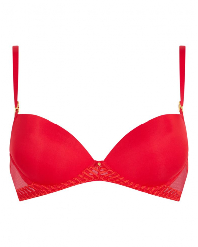 Padded Plunge Bra Aubade Sheer Emotion (Diva Red)