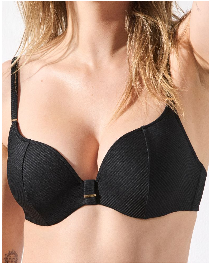 Top de bikini con escote corazón y copas de espuma Marie Jo Swim Cassie (Negro)