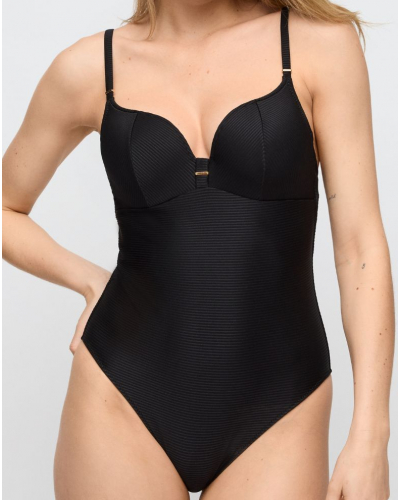 Heart-shaped one-piece swimsuit with foam cups Marie Jo Swim Cassie (Black)