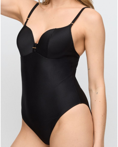Heart-shaped one-piece swimsuit with foam cups Marie Jo Swim Cassie (Black)