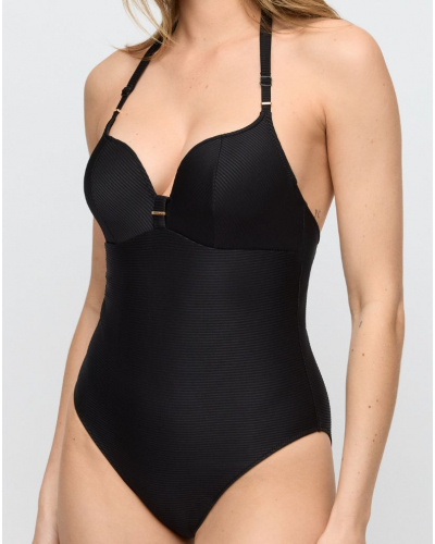 Heart-shaped one-piece swimsuit with foam cups Marie Jo Swim Cassie (Black)