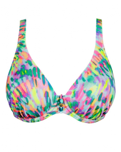 Sujetador de bikini plunge con media copa Prima Donna Swim Douala (Impressionist Summer)