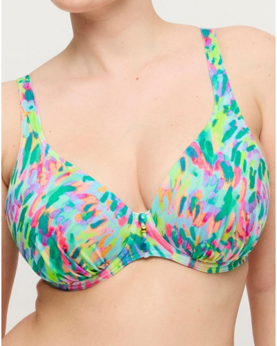 Sujetador de bikini plunge con media copa Prima Donna Swim Douala (Impressionist Summer)