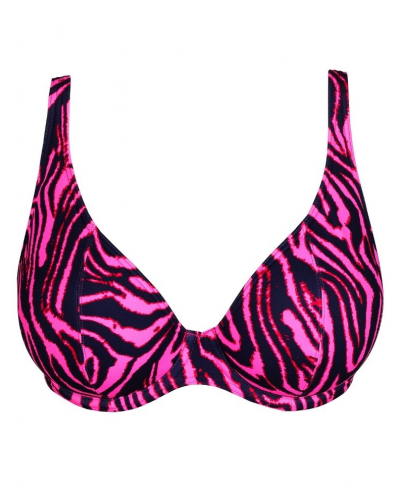Soutien-gorge de bain plongeant coque Prima Donna Swim Malabo (Hot Pink Zebra)