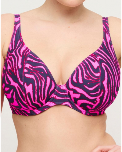 Prima Donna Swim Malabo Padded Plunge Bikini Top (Hot Pink Zebra)