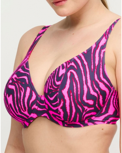Soutien-gorge de bain plongeant coque Prima Donna Swim Malabo (Hot Pink Zebra)