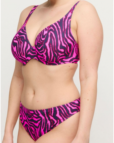 Sujetador de bikini con relleno escote profundo Prima Donna Swim Malabo (Hot Pink Zebra)