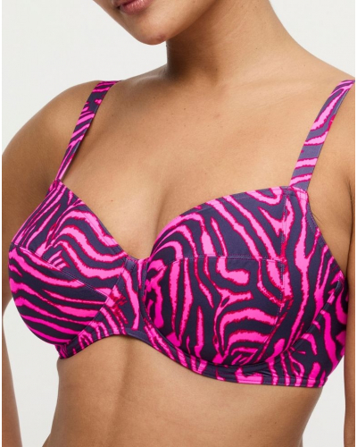 Sujetador de baño con copa completa Prima Donna Swim Malabo (Hot Pink Zebra)