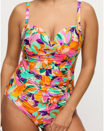 One-piece shaping swimsuit with underwire Prima Donna Swim Varadeo (Bright Tropics)