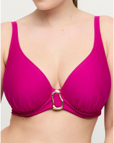 Sujetador de baño con relleno y escote pronunciado Prima Donna Swim Uvita (Deep Magenta)