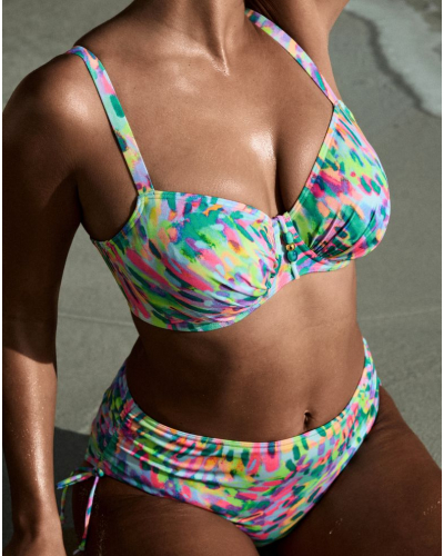Slip de bain taille haute à cordons Prima Donna Swim Douala (Impressionist Summer)