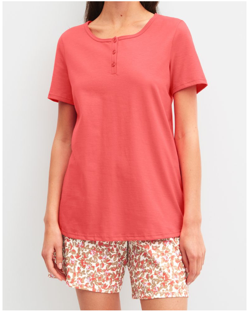 Pyjama court 100% Coton Bio Calida Flower Nights (Rose of Sharon)