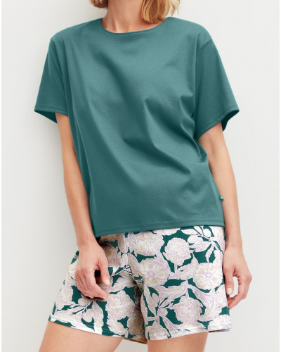 Pyjama court 100% Coton Calida Botanic Dreams (North Sea Green)