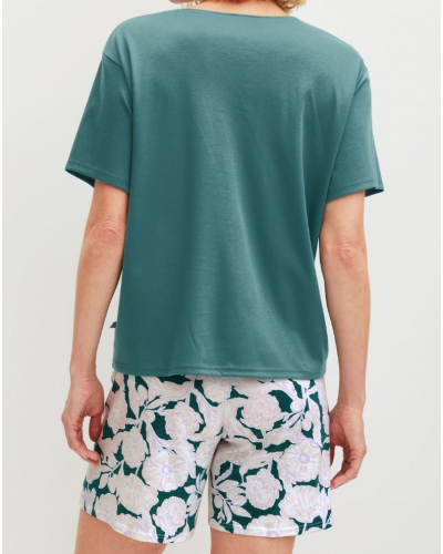 Pyjama court 100% Coton Calida Botanic Dreams (North Sea Green)