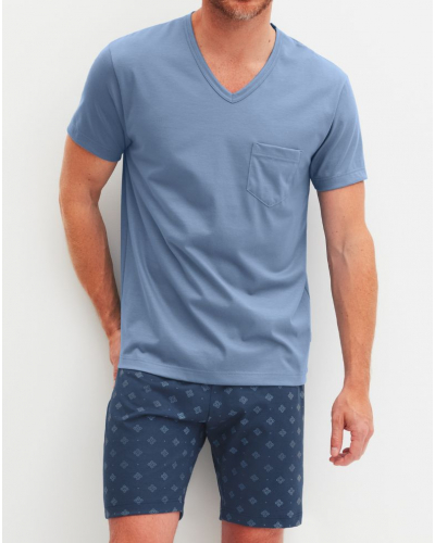 Short pajamas 100% Cotton Calida Relax Imprint (Coronet Blue)