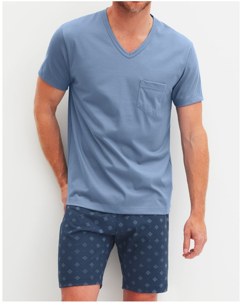 Short pajamas 100% Cotton Calida Relax Imprint (Coronet Blue)