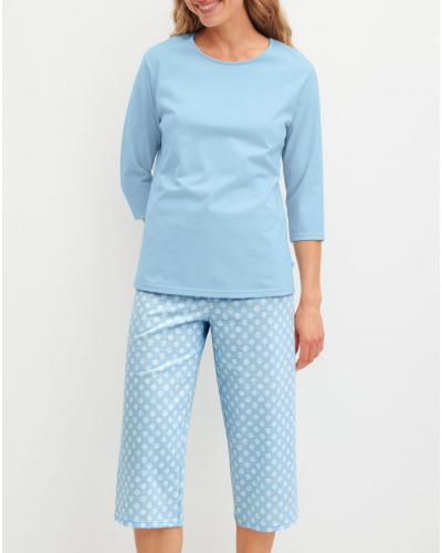 3/4 pyjamas 100% Cotton Calida Lovely Nights (Cascade Blue)