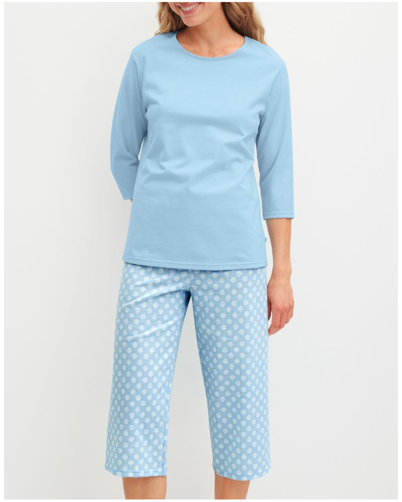 3/4 pyjamas 100% Cotton Calida Lovely Nights (Cascade Blue)