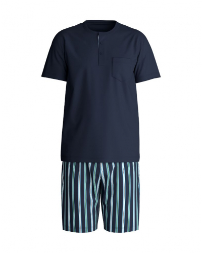Pijama cortos mangas cortas con botones Calida Relax Choice 100% algodon (Saphir Blue)