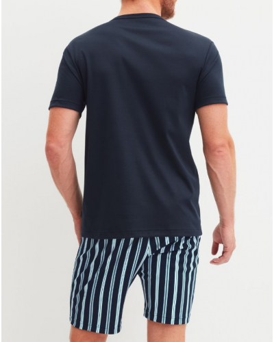 Pyjama short manches courtes boutonné Calida Relax Choice 100% coton (Saphir Blue)