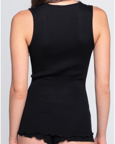 Camiseta de tirantes acanalada lana y seda Oscalito 7619 (Negro)