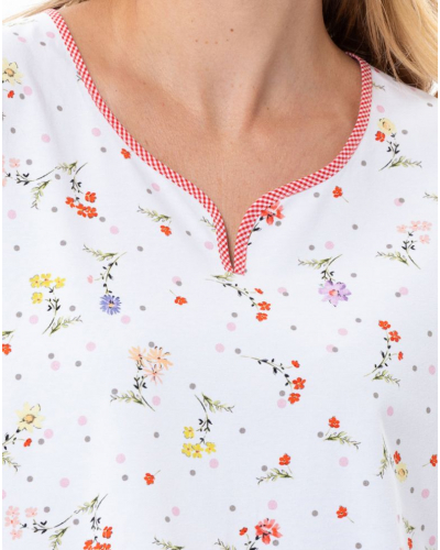 Pijama corto de algodón jersey Le Chat Daisy (Blanco)