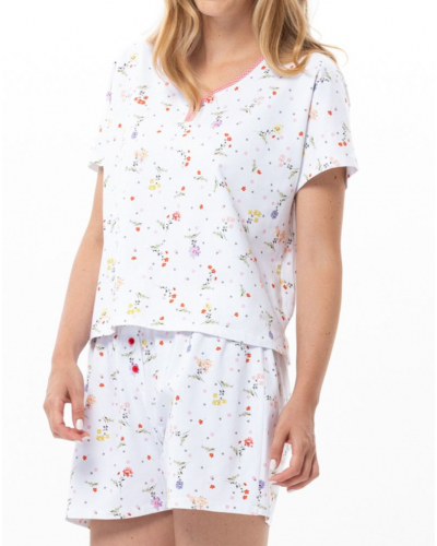Pijama corto de algodón jersey Le Chat Daisy (Blanco)