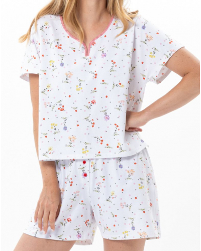 Pyjama short en Coton Jersey Le Chat Daisy (Blanc)