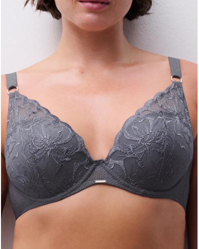 Sujetador preformado plunge Chantelle Fleurs (Fancy Grey)