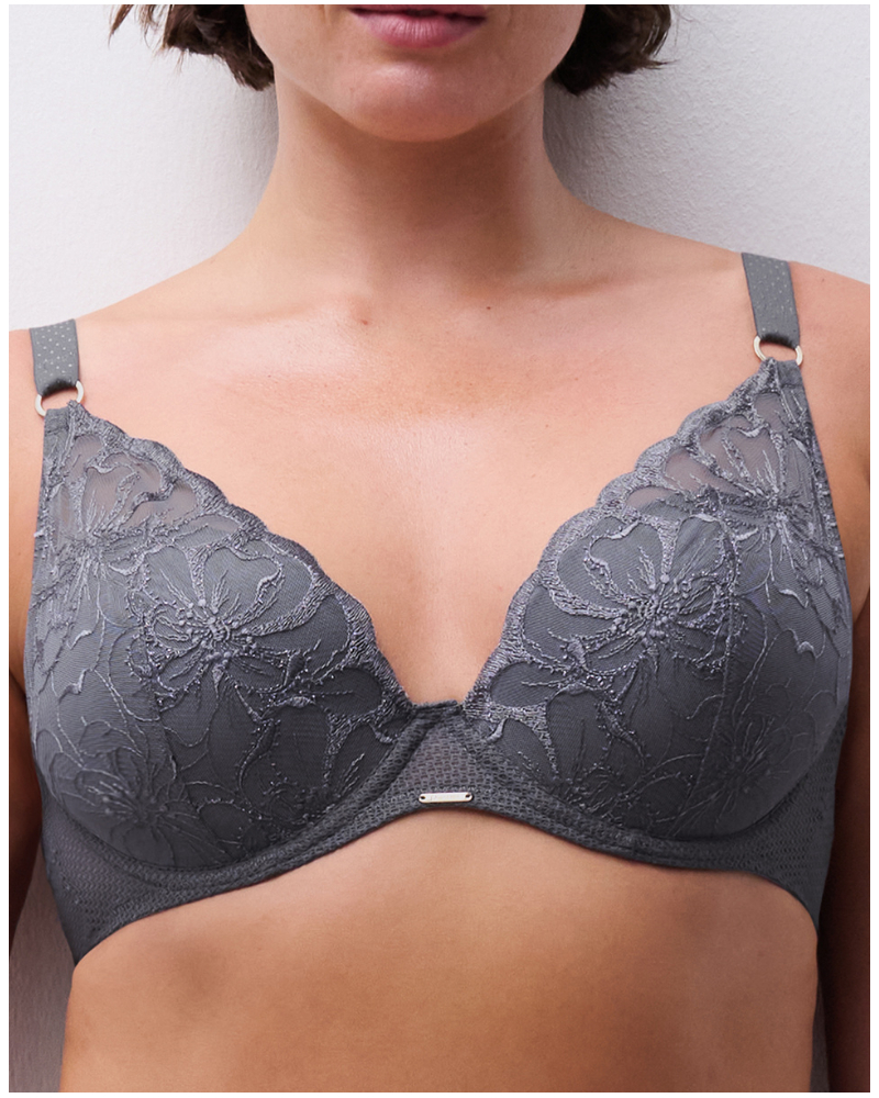 Soutien-gorge coque plunge Chantelle Fleurs (Fancy Grey)