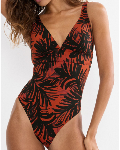 Bañador de una pieza con relleno Triumph Summer Palm (Brown-Dark Comb)