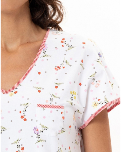 Cotton Jersey Nightdress Le Chat Daisy (White)