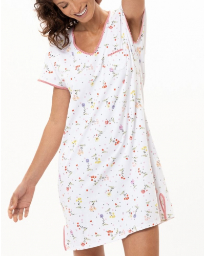Cotton Jersey Nightdress Le Chat Daisy (White)