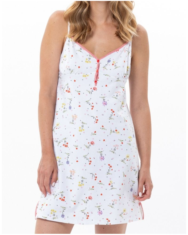 Cotton Jersey Nightie Le Chat Daisy (White)