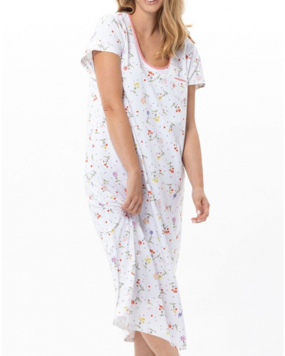 Long Cotton Jersey Nightdress Le Chat Daisy (White)