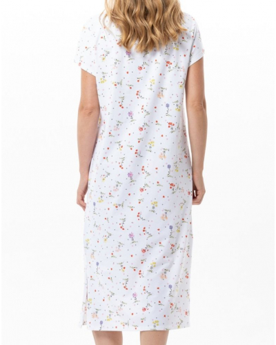 Long Cotton Jersey Nightdress Le Chat Daisy (White)