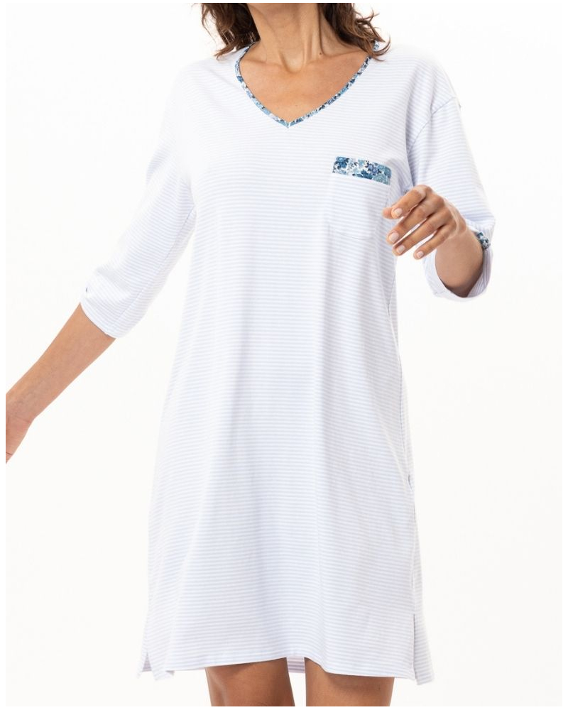 Chemise de nuit en Coton Jersey Le Chat Garden (Ciel)