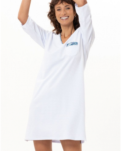 Cotton Jersey Nightdress Le Chat Garden (Ciel)