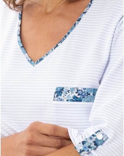 Chemise de nuit en Coton Jersey Le Chat Garden (Ciel)