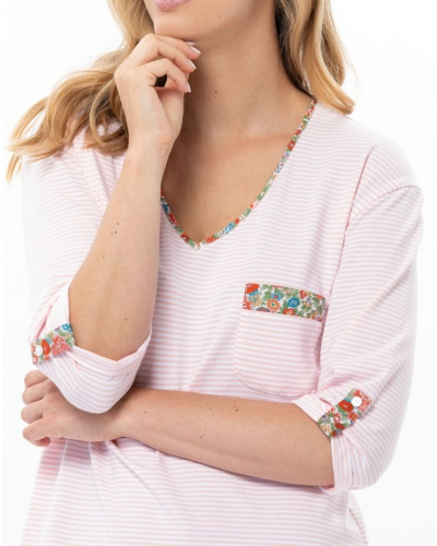 Chemise de nuit en Coton Jersey Le Chat Garden (Rose)