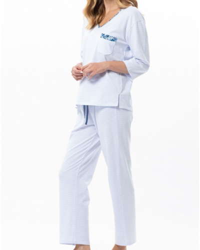 Pyjama en Coton Jersey Le Chat Garden (Ciel)