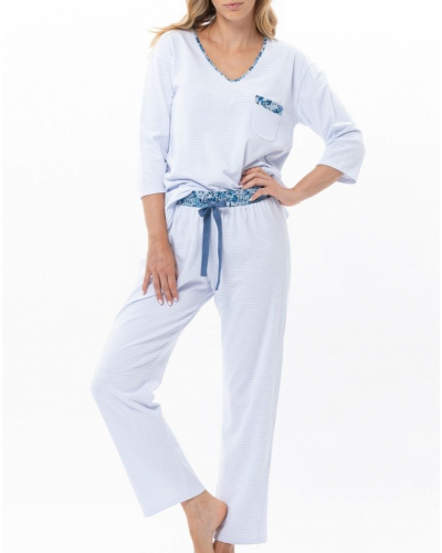 Cotton Jersey Pyjama Le Chat Garden (Ciel)