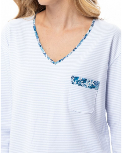 Pyjama en Coton Jersey Le Chat Garden (Ciel)