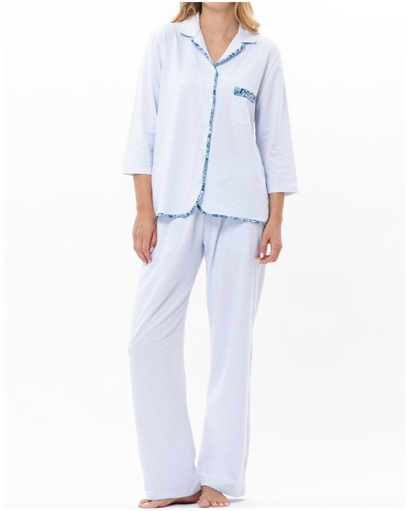 Cotton Jersey Pyjama Le Chat Garden (Ciel)