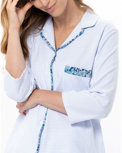 Cotton Jersey Pyjama Le Chat Garden (Ciel)