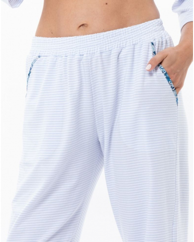 Cotton Jersey Pyjama Le Chat Garden (Ciel)